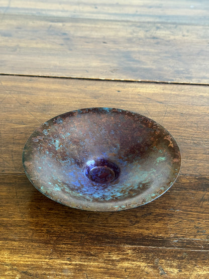 Vintage Mid Century Style Colourful Metal Patina/Enamel Catchall Bowl