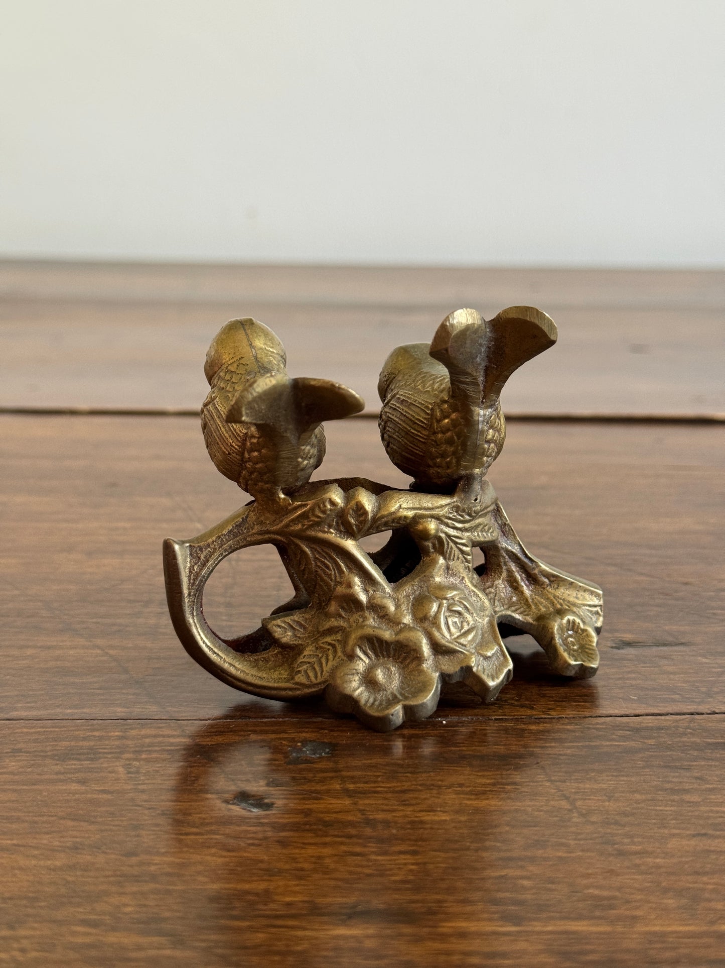 Vintage Brass Birds on Ornate Base - Brass Love Bird Figurine