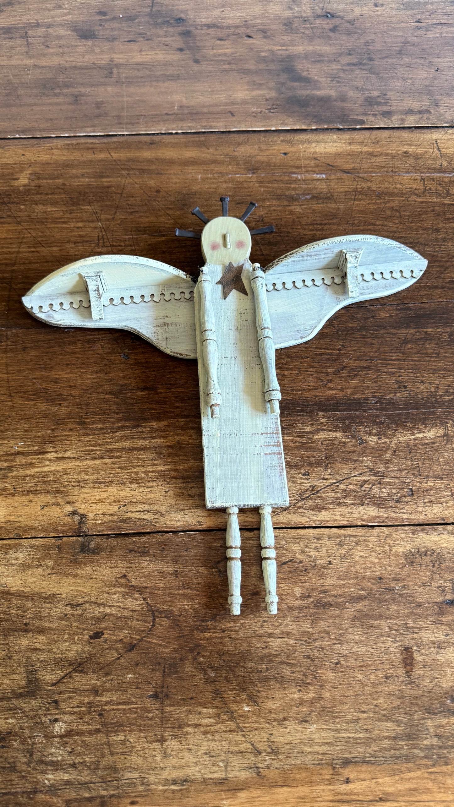 Folk Art Angel Wall Hanging Made From Upcycled Parts