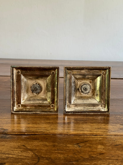 Silver Plated Column Candleholders - Greek Column Candle Holder Pair