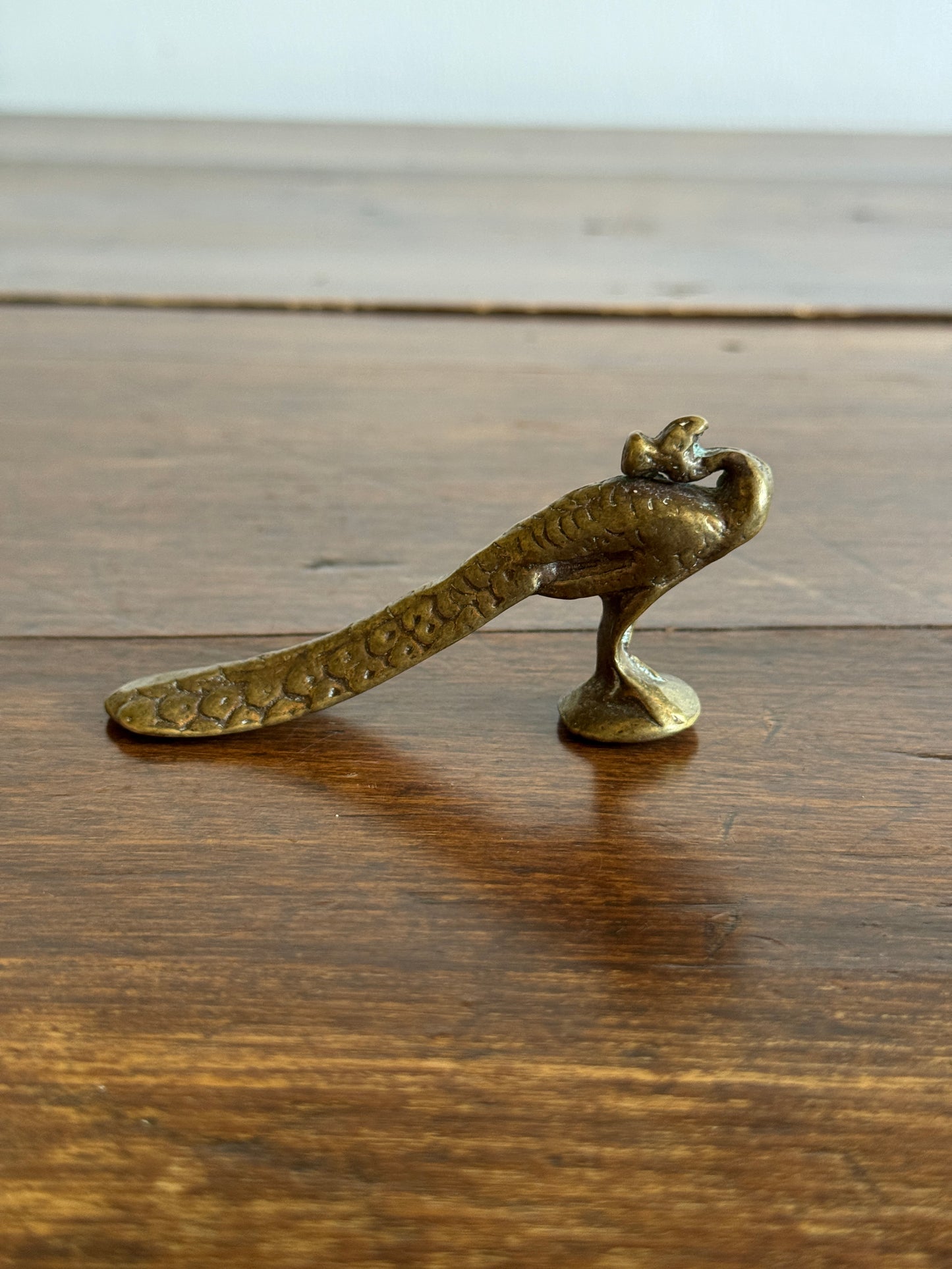 Small Brass Peacock Figurine - Brass Bird Decor