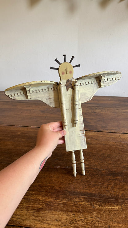 Folk Art Angel Wall Hanging Made From Upcycled Parts