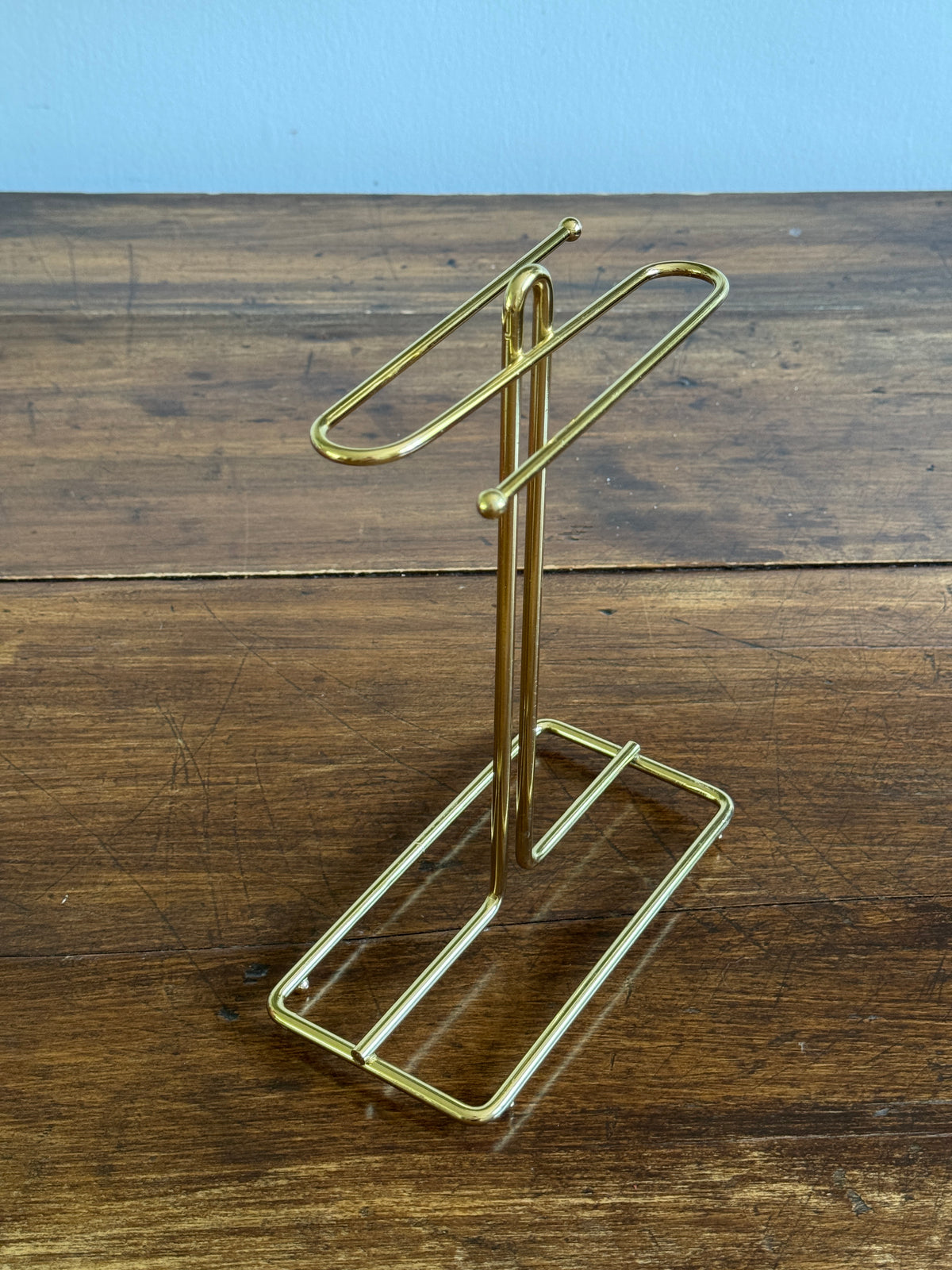 Vintage Counter Top Brass Plated Small Hand Towel Holder with Double Arms