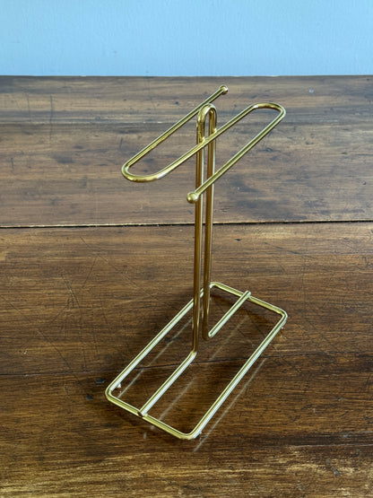 Vintage Counter Top Brass Plated Small Hand Towel Holder with Double Arms