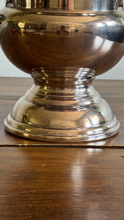 Vintage Silver Plated Champagne Ice Bucket with Double Handled and Fluted Design