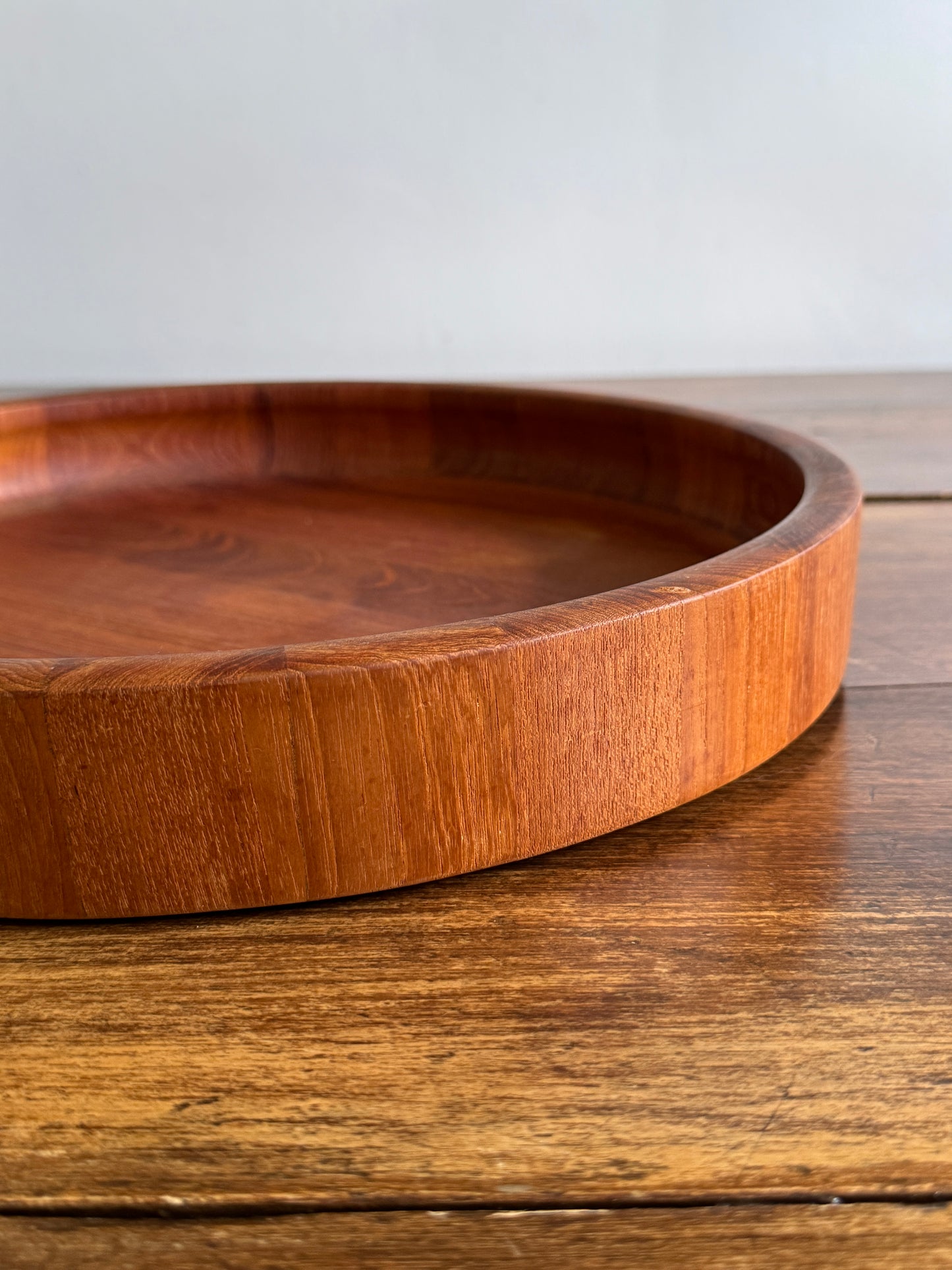 Large Round Dansk Wood Tray / Shallow Bowl - Made in Denmark