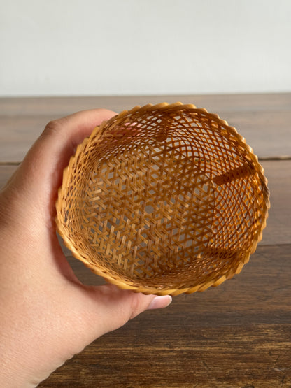 Small/Miniature Rattan Basket Holder with Hexagon Base
