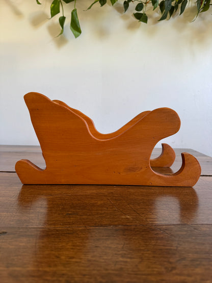 Vintage Large Hand Crafted Wood Sleigh Holiday Decor