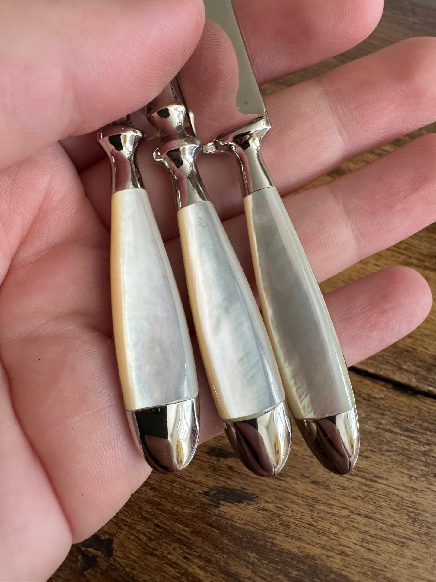 Mini Appetizer Cutlery - Spoon, Forks and Spreaders with Mother Of Pearl Handles