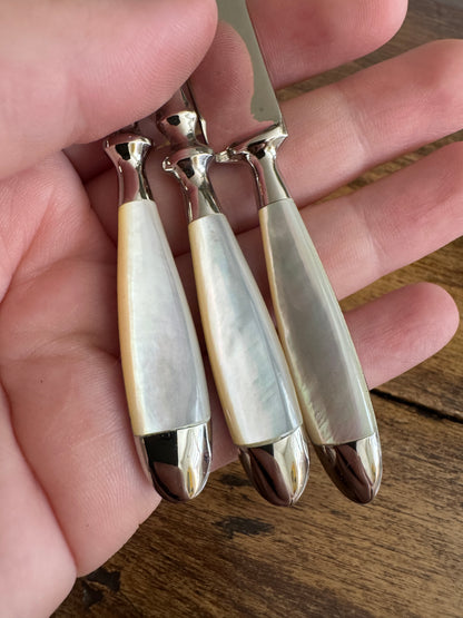 Mini Appetizer Cutlery - Spoon, Forks and Spreaders with Mother Of Pearl Handles