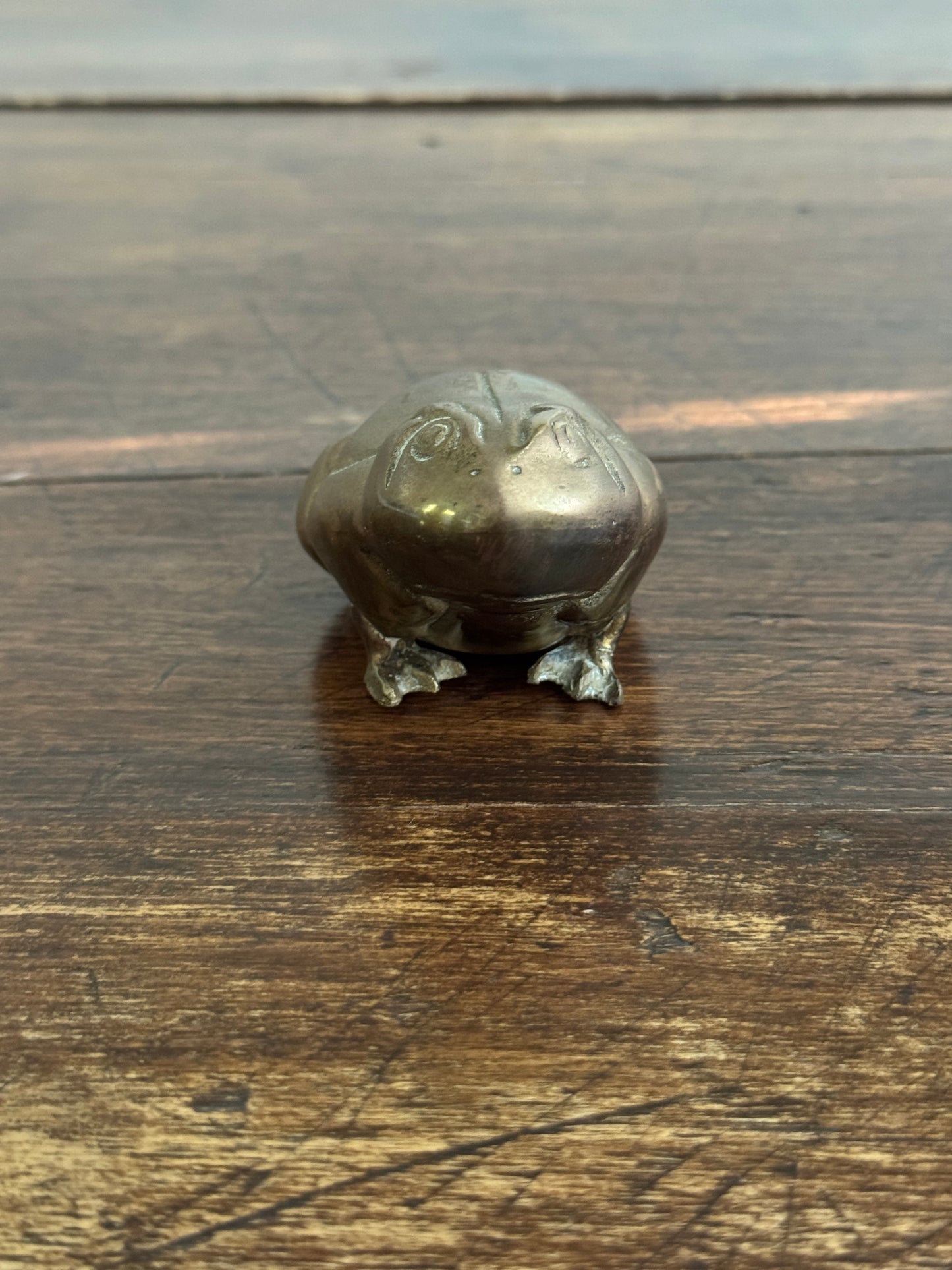 Chubby Brass Frog - Small Rounded Brass Frog Figurine
