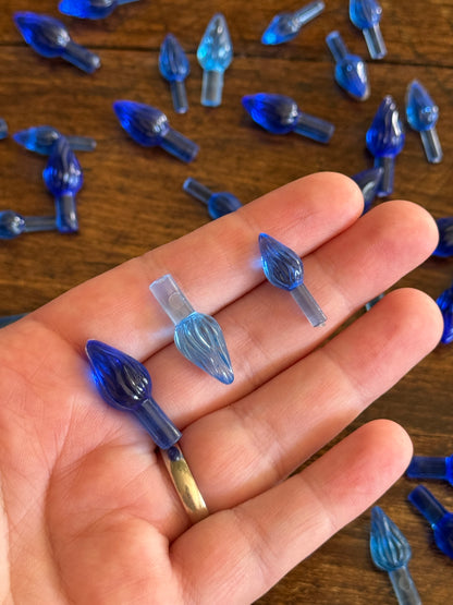 Mixed Lot of Blue Ceramic Christmas Tree Light Pegs and Star Topper Replacement Bulbs