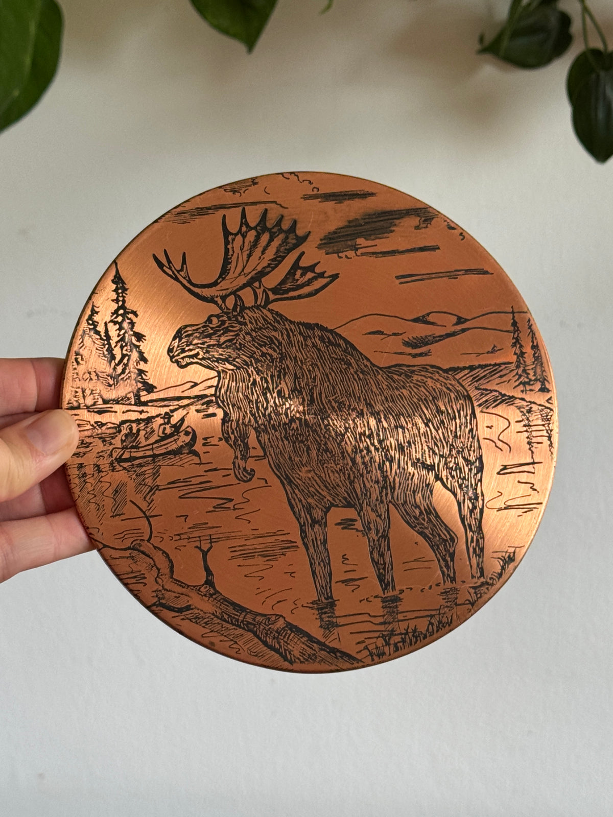 Moose in Water Copper Wall Hanging - Made in Canada