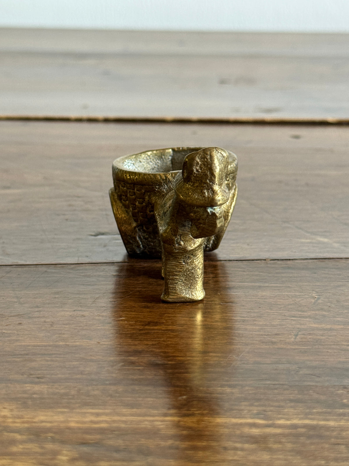 Vintage Brass Donkey Pulling Cart with Holder Figurine