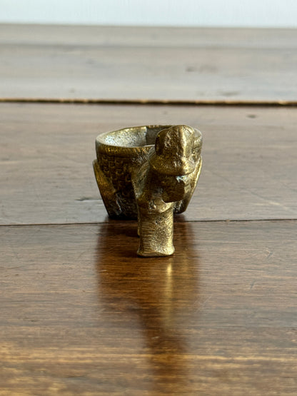 Vintage Brass Donkey Pulling Cart with Holder Figurine