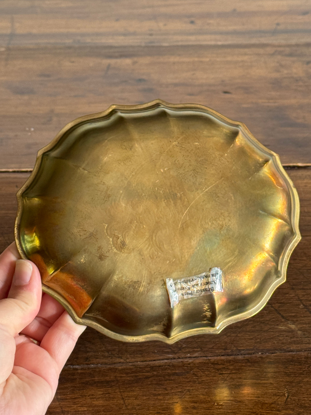 Vintage Brass Anniversary Tray - Happy Anniversary Engraved Dish