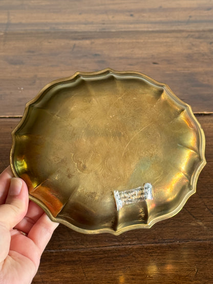 Vintage Brass Anniversary Tray - Happy Anniversary Engraved Dish