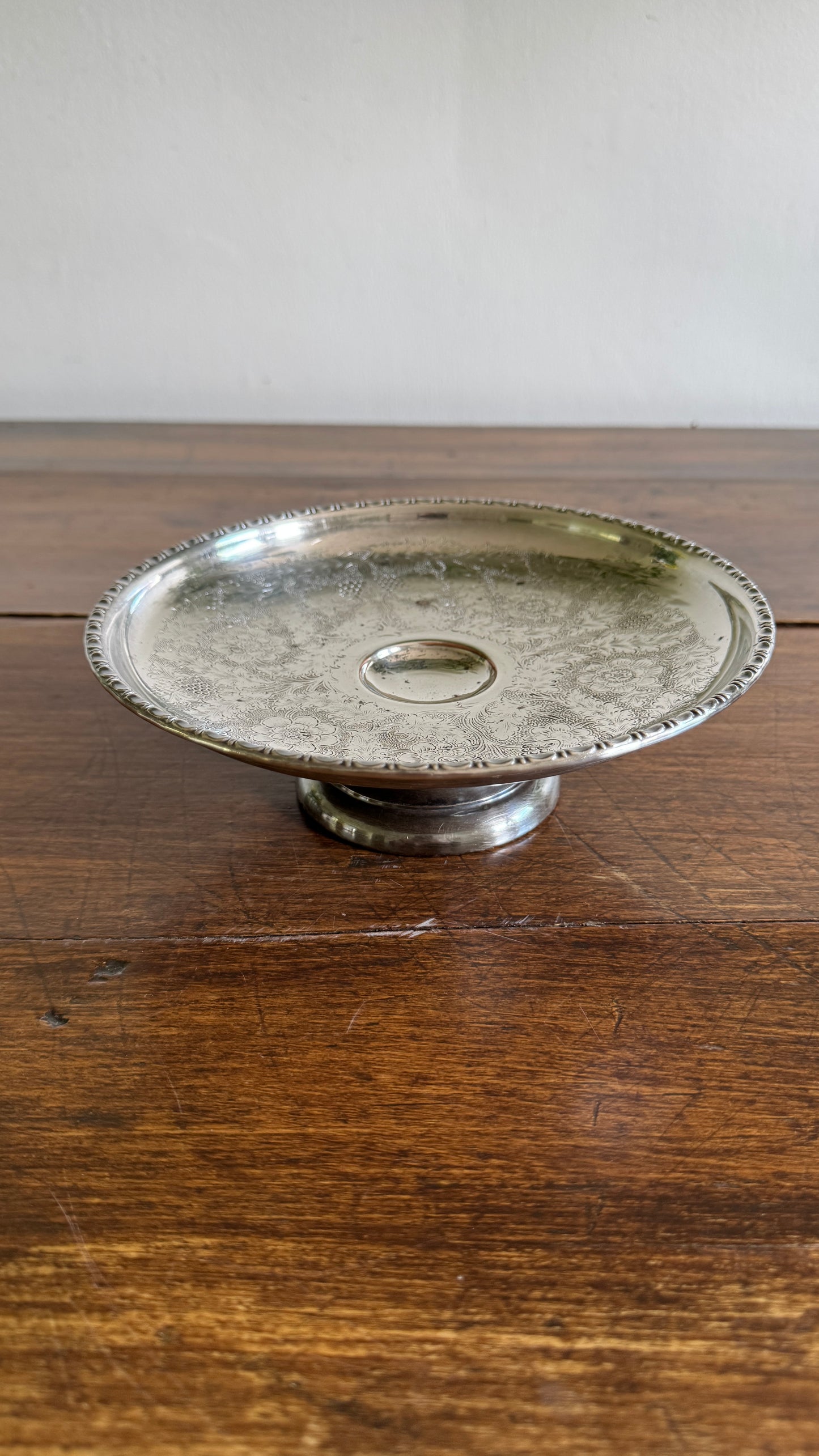 Raised Silver Plated Over Copper Bowl with Etched Detailing