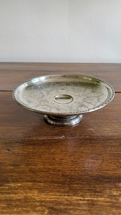 Raised Silver Plated Over Copper Bowl with Etched Detailing