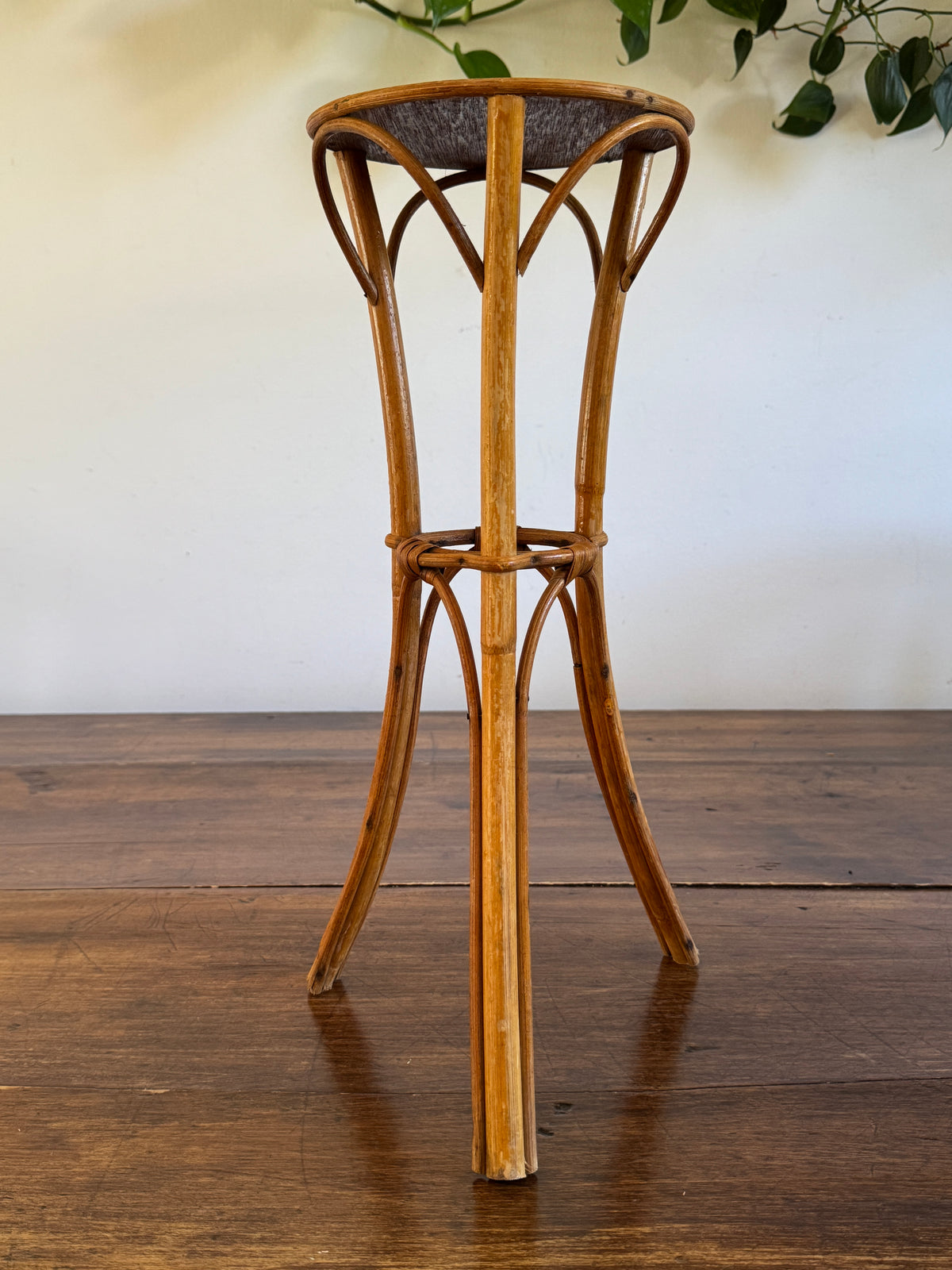Small Table Top Bamboo and Wood Plant Stand - Bent Wood Plant Riser Small Table