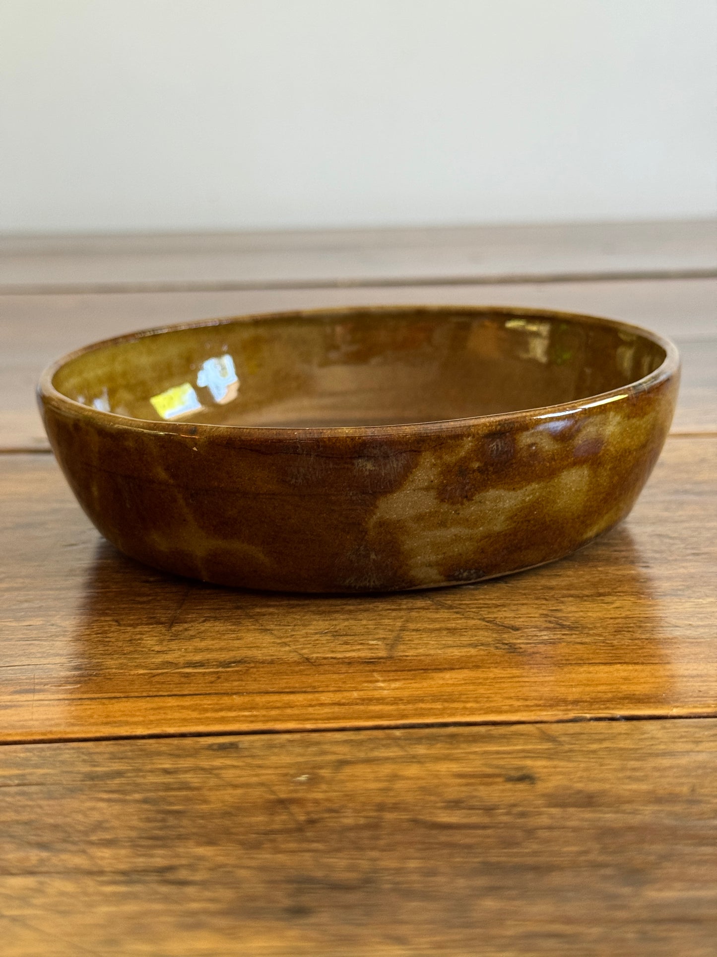 Hand Crafted Brown Shallow Pottery Bowl