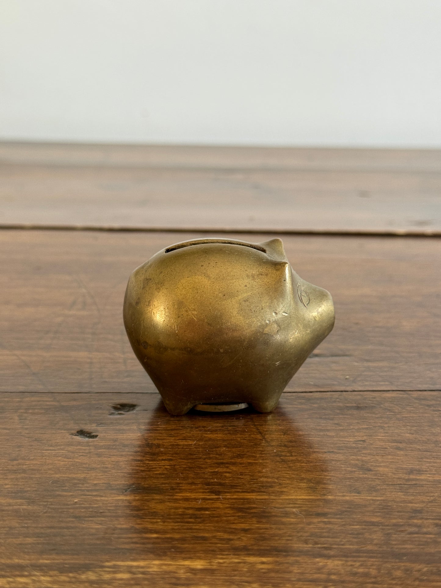 Vintage Miniature/Small Brass Chubby Piggy Bank