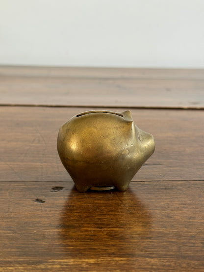 Vintage Miniature/Small Brass Chubby Piggy Bank