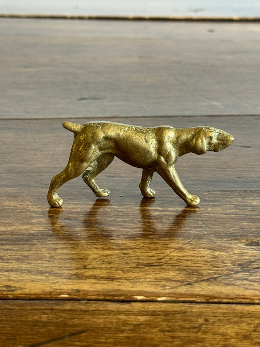 Small Brass Pointer Dog Figurine - Brass Hunting Dog