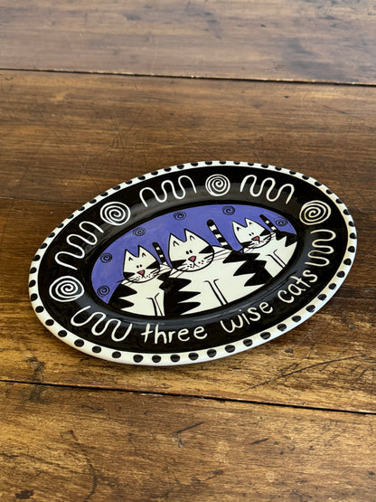 Three Wise Cats Plate by Catfish Moon Nova Scotia - Made in Canada