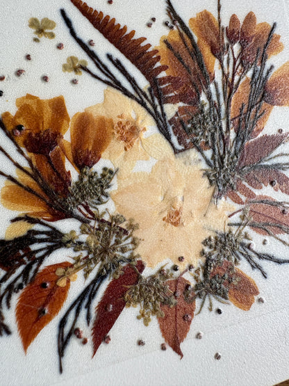Vintage Henni Original Small Square Pressed Flower Art