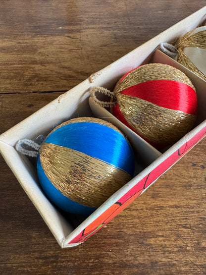 Vintage Japan String Ball Christmas Ornaments in Box