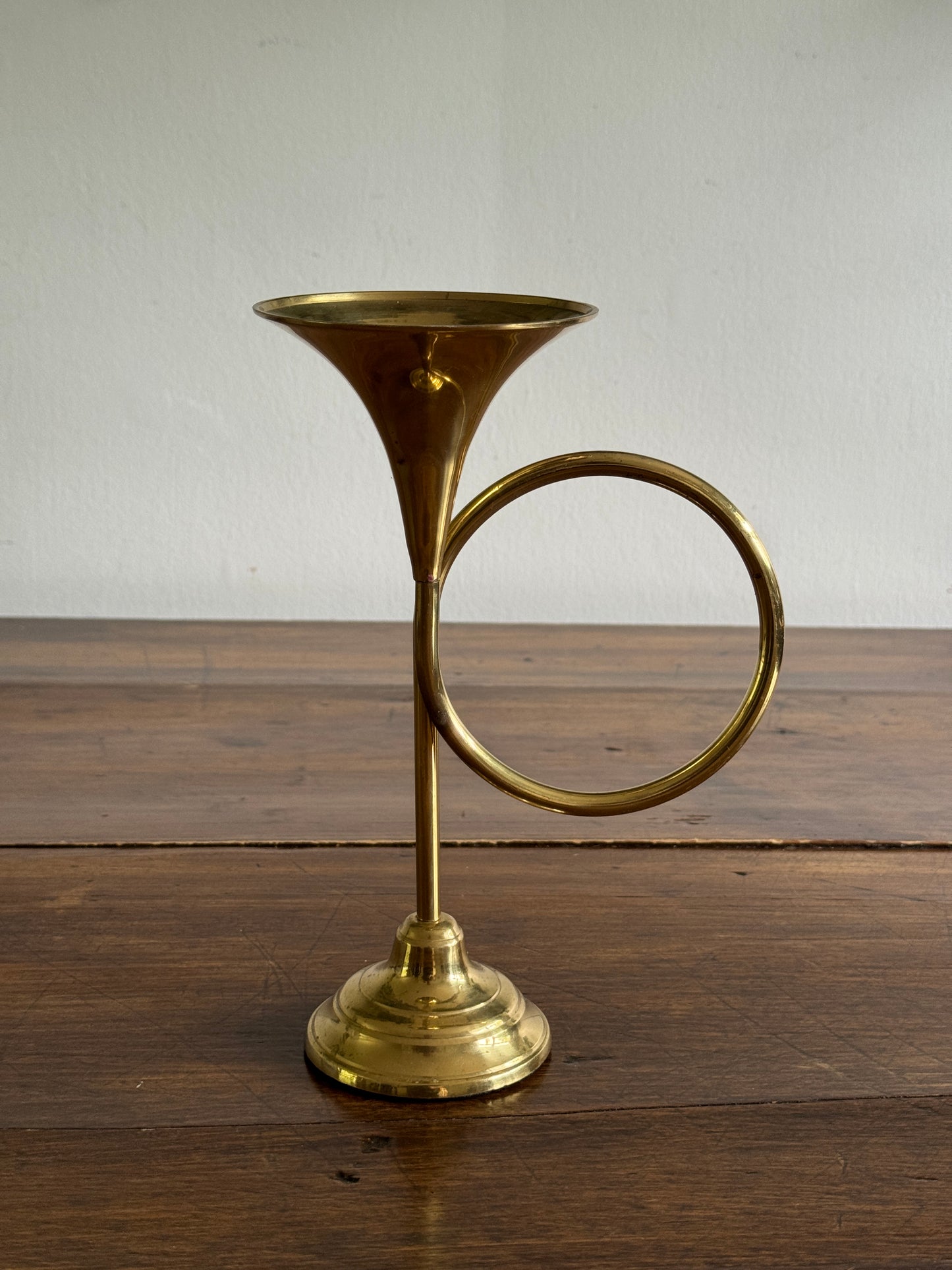 Vintage 1989 Horn Shaped Brass Candleholder - Made in Korea