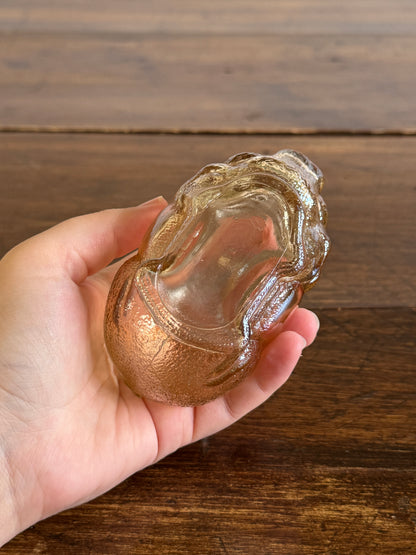 Vintage Amber Glass Small Piggy Bank - No Cork, Smash Style Glass Pig Coin Bank