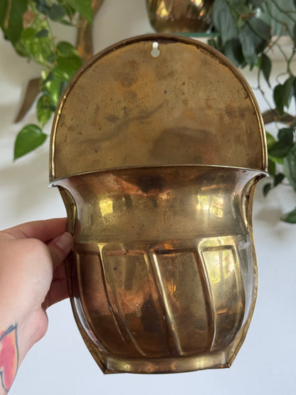 Pair of Vintage Brass Wall Plant Pockets - Wall Mounted Plant Holder Set of Two