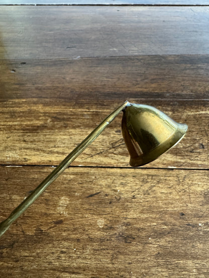 Vintage Brass Candle Snuffer with Fixed Cup and Twisted Post Design