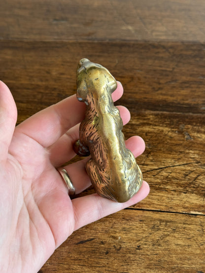 Vintage Sitting Brass Dog Figurine - Brass Dog Decor