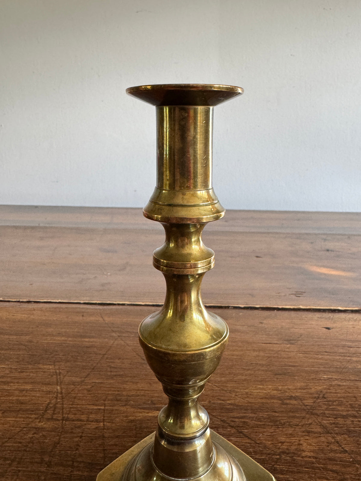 Single Vintage Brass Candle Holder with Ornate Post Design