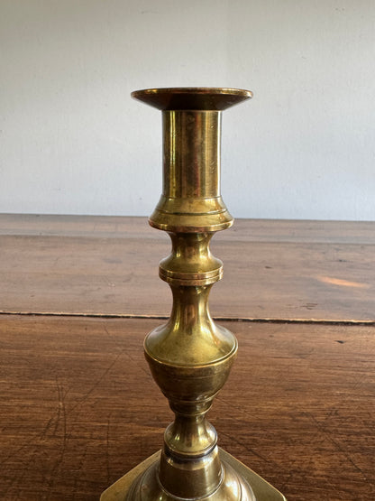 Single Vintage Brass Candle Holder with Ornate Post Design