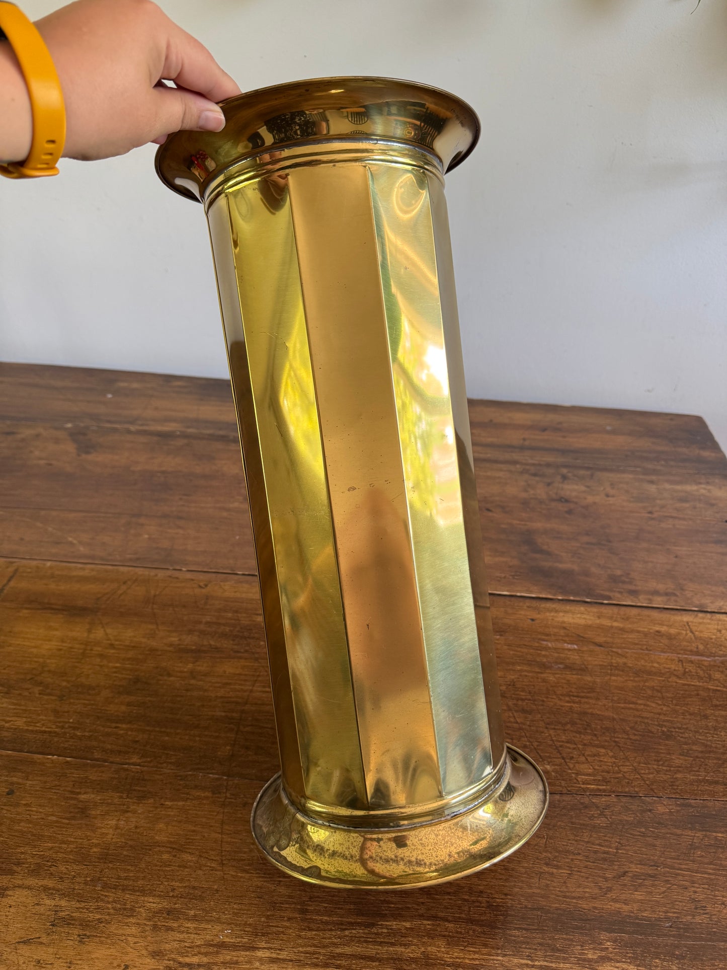 Vintage Lightweight Brass Umbrella Holder - Lombard England