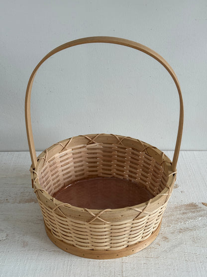 Vintage Woven Wicker Handled Basket with Plastic Lining