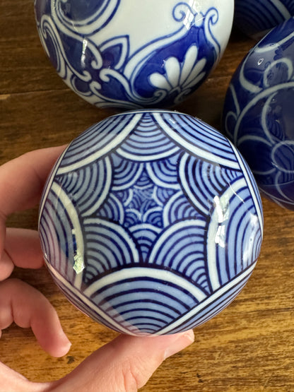 Blue and White Ceramic Decorative Bowl Fillers - Pottery Carpet Balls