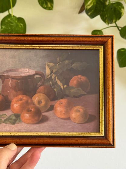 Vintage Wood with Gold Accent Photo Frame with Fruit and Pitcher Still Life Print