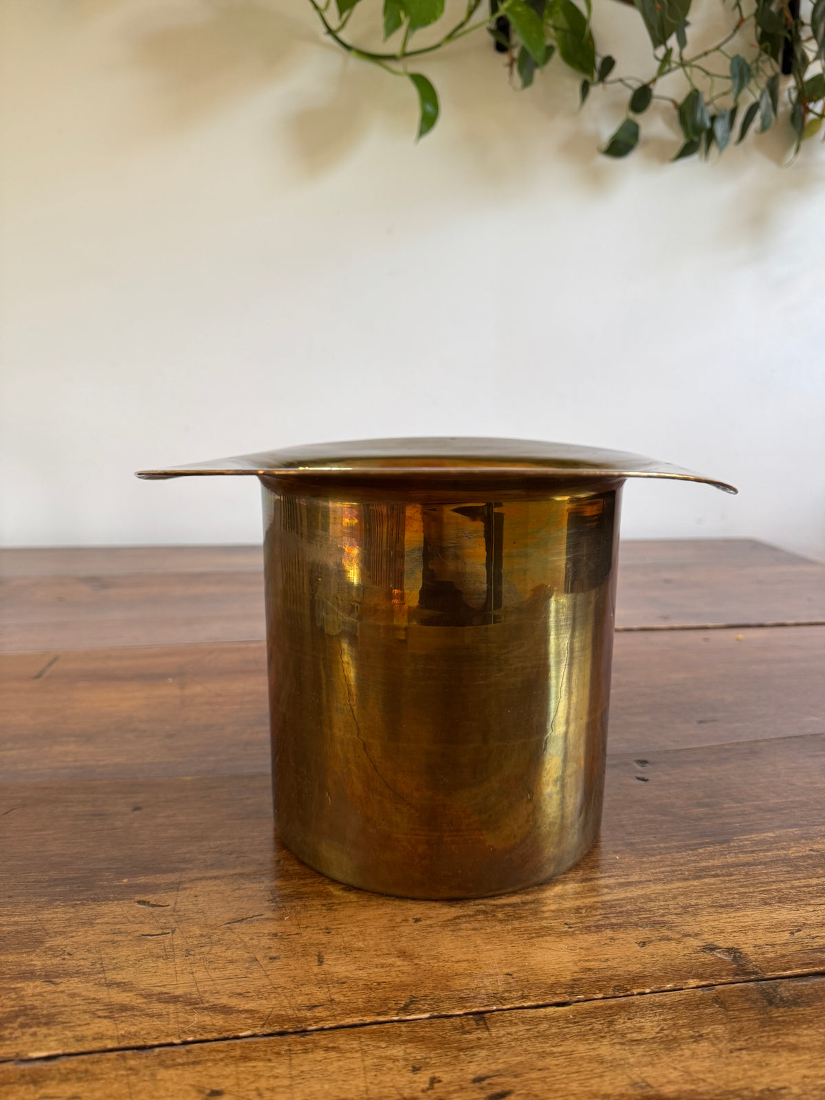 Vintage Large Brass Top Hat Ice Bucket - Vintage Brass Wine Chiller