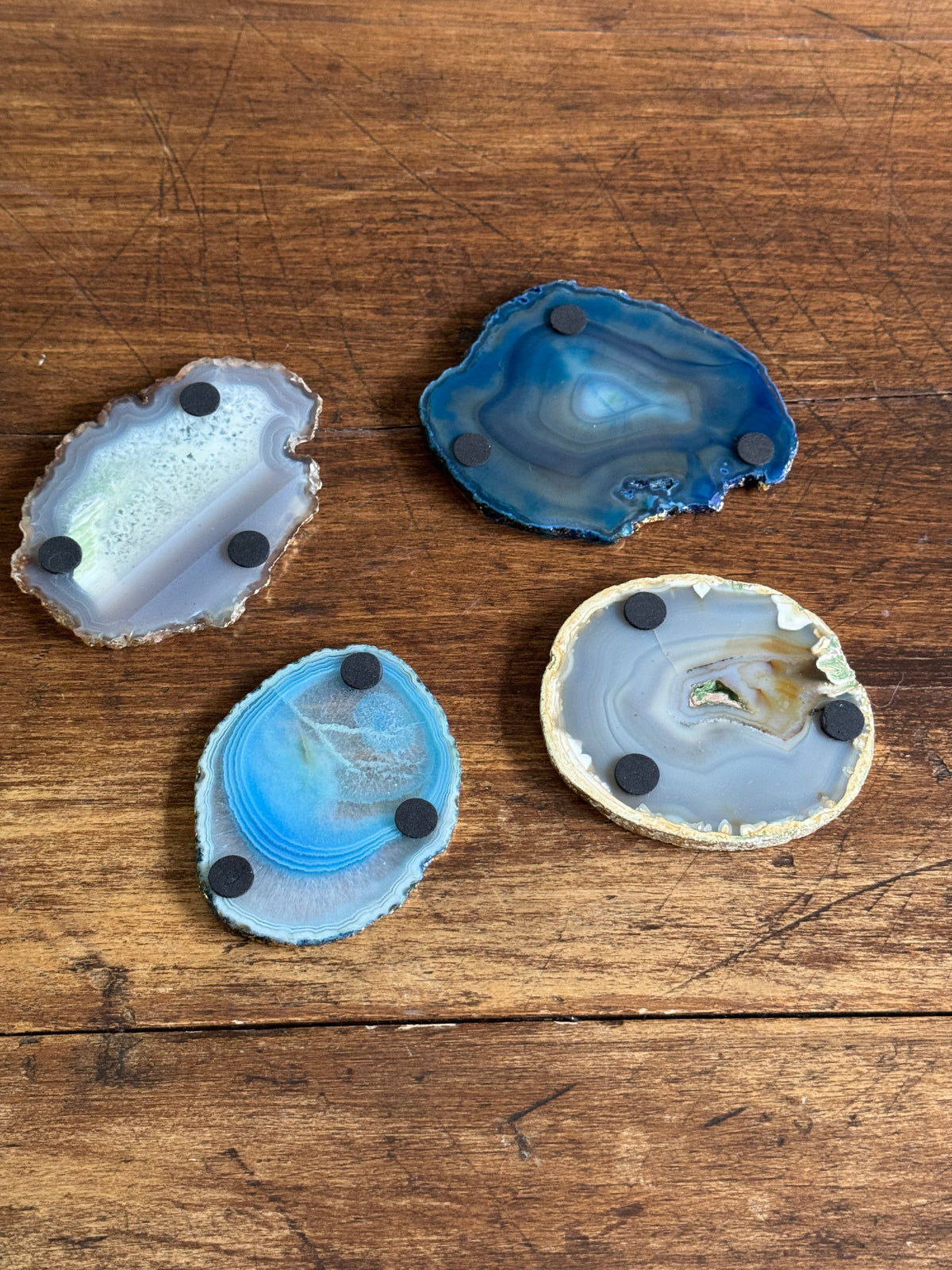Stone Slab Coaster Set with Gold-Tone Edges