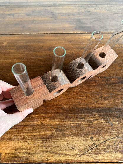 ROOT Propagation Vase - Wood Word with Glass Vial Holders