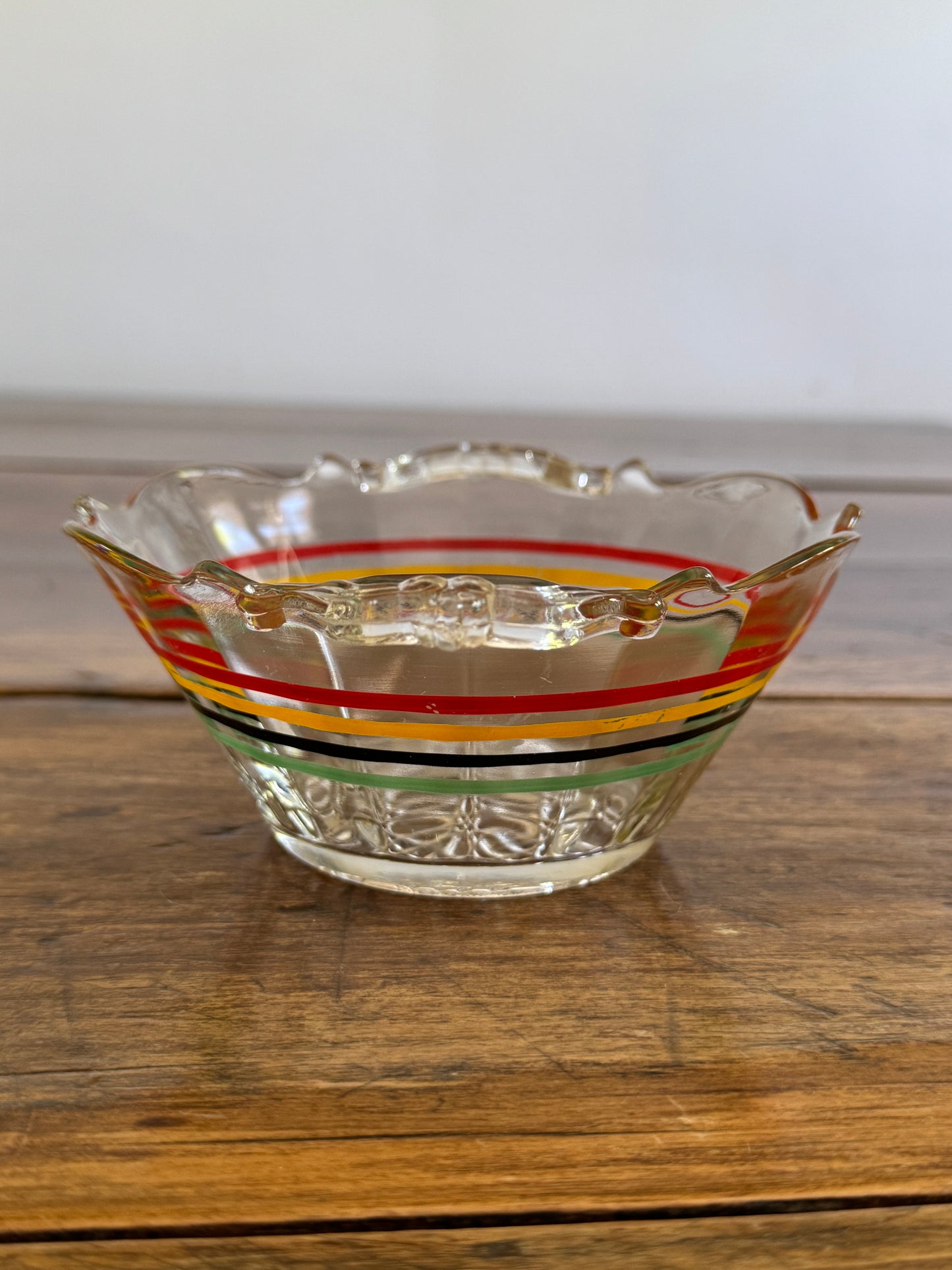Vintage Clear Glass Striped Bowl - Anchor Hocking Banded Ring Bowl