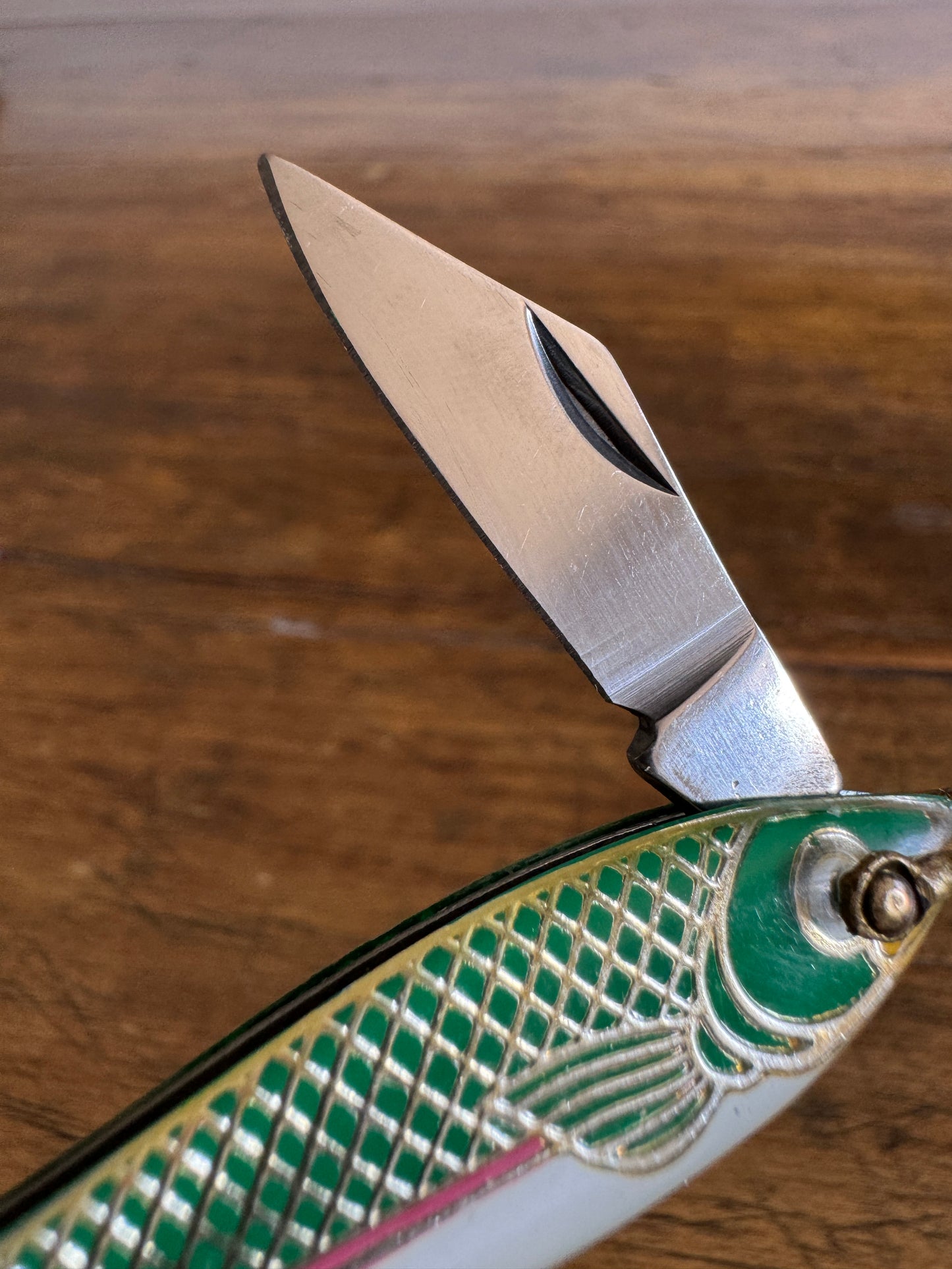 Vintage Fish Shaped Bottle Opener and Foil Pocket Knife Shaped Like Fish