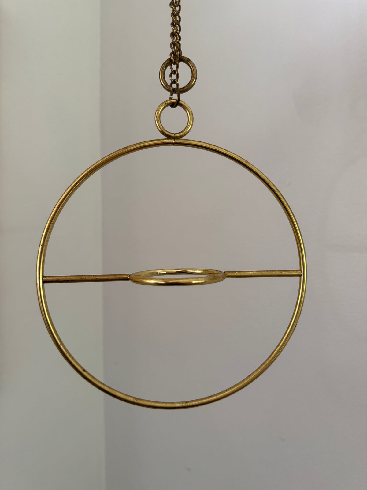 Vintage Small Hanging Brass Plated Holder - Candle Votive or Small Pot Holder