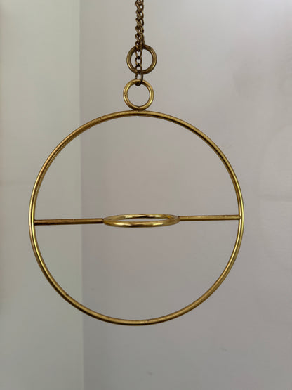 Vintage Small Hanging Brass Plated Holder - Candle Votive or Small Pot Holder