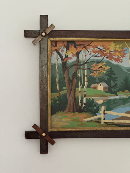 Vintage Scenic Paint By Number In Handmade Frame